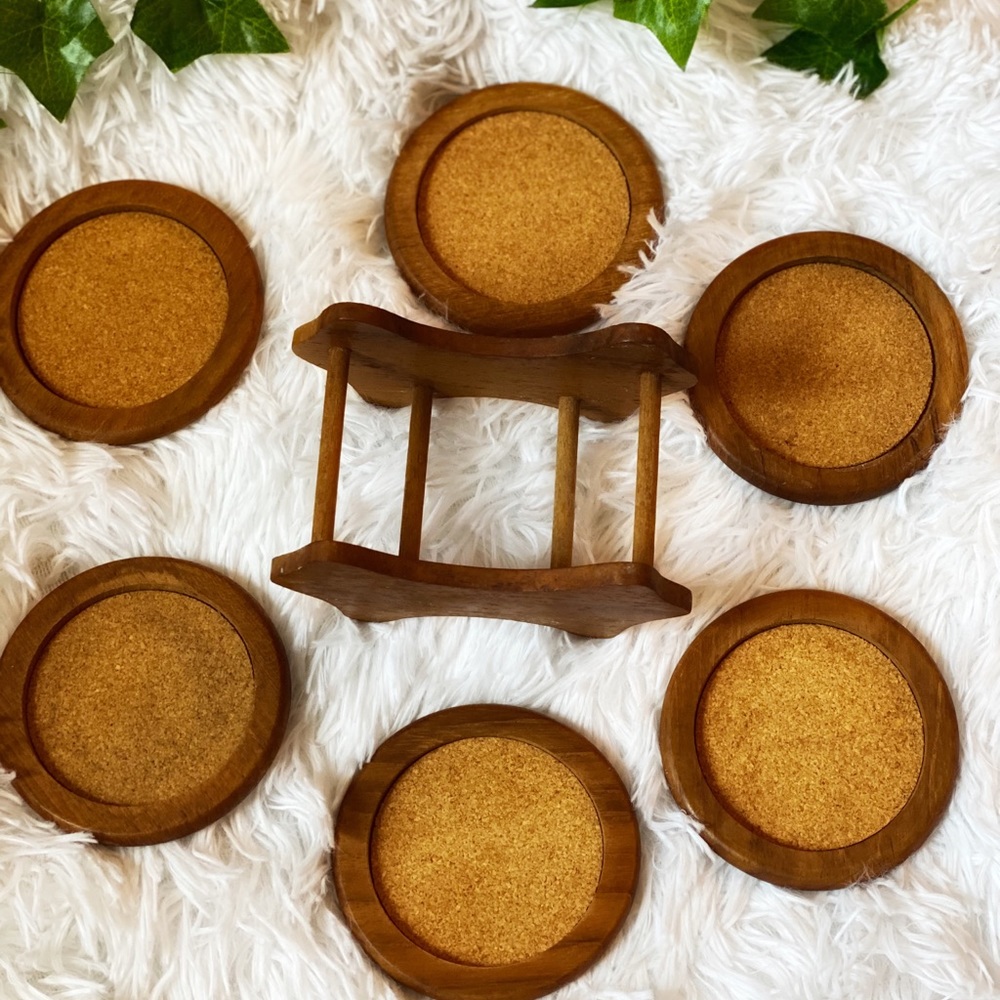 SOLD Wooden Coaster Set
